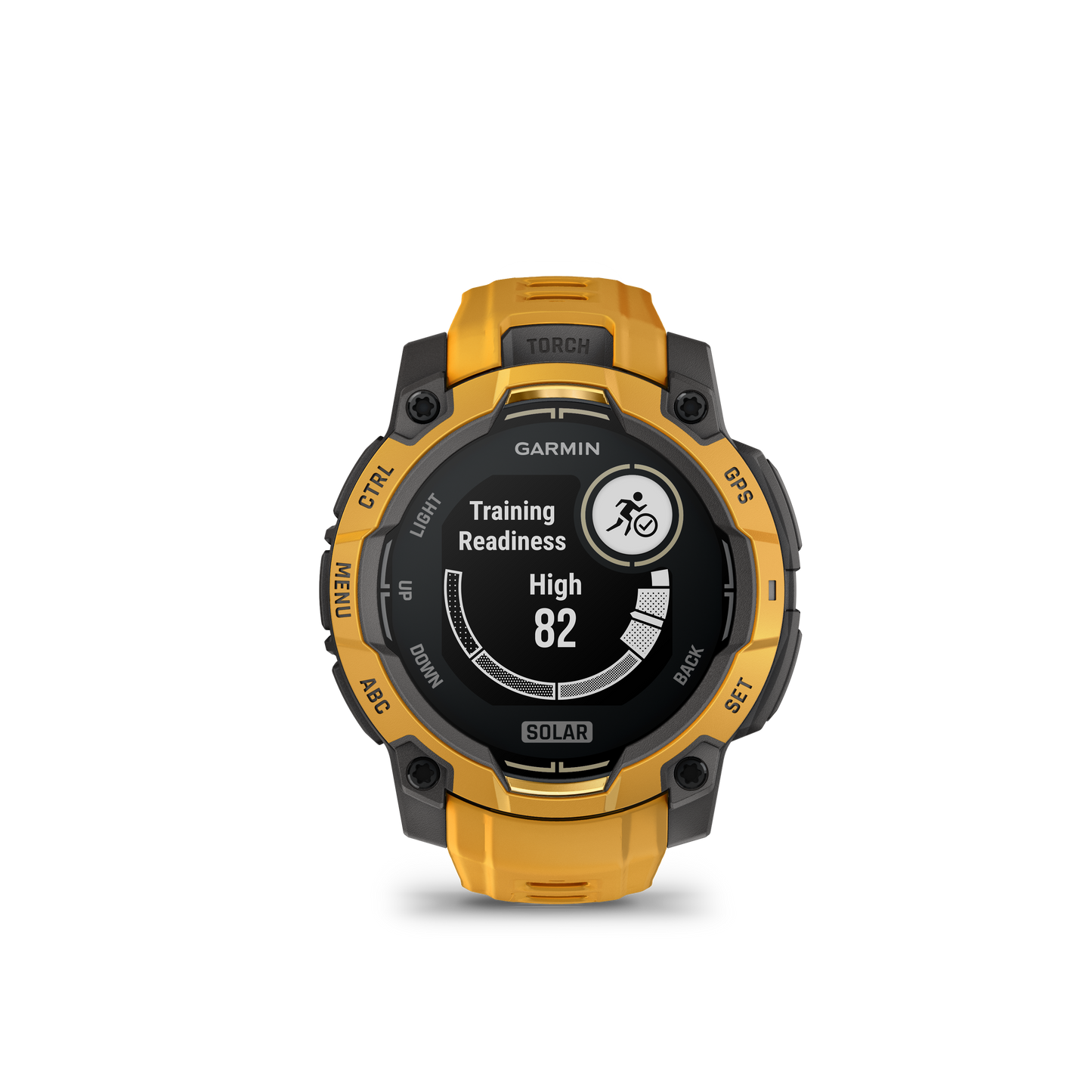 Garmin Instinct 3 – 45 mm, Solar Amarillo ocre con correa en Amarillo ocre/gris