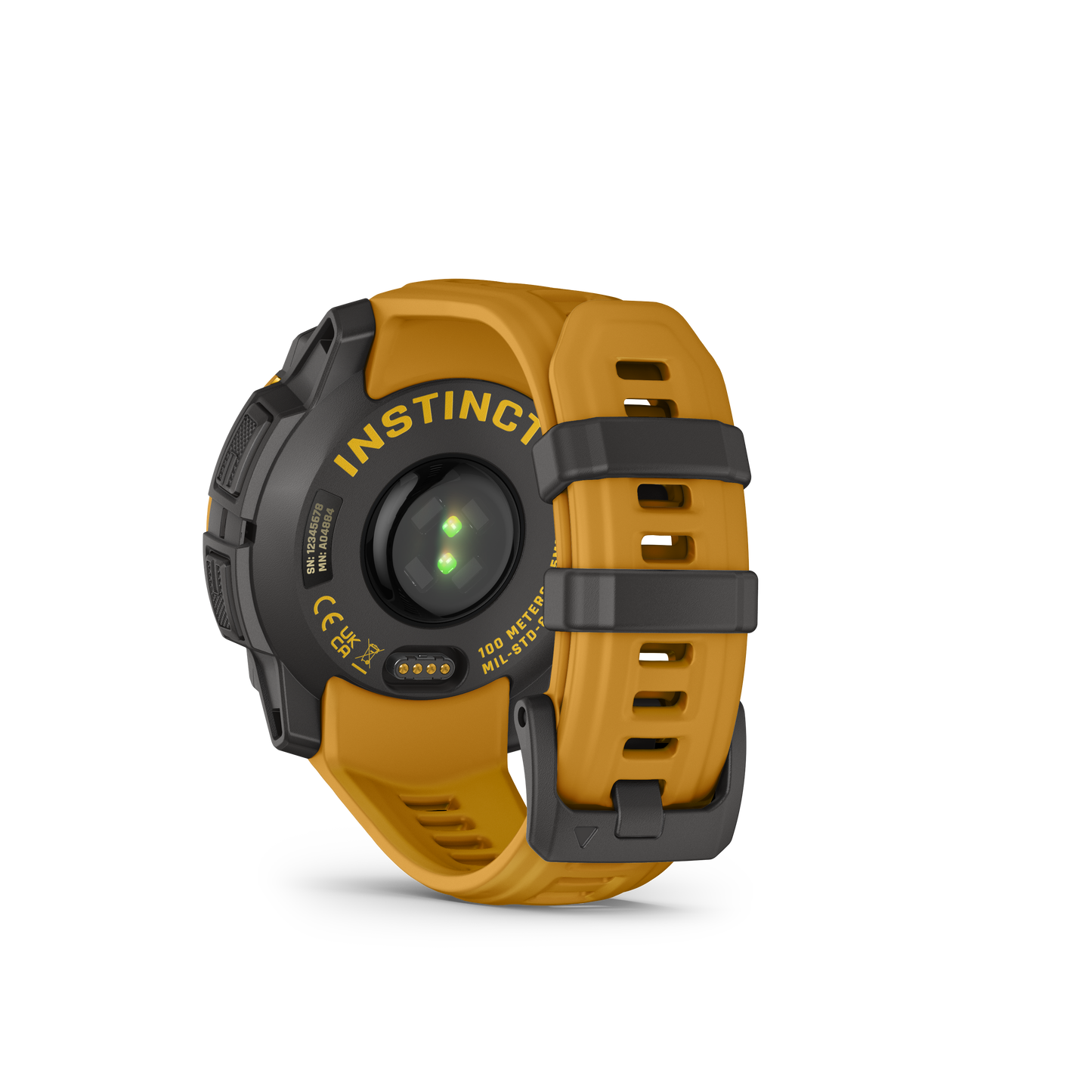 Garmin Instinct 3 – 45 mm, Solar Amarillo ocre con correa en Amarillo ocre/gris