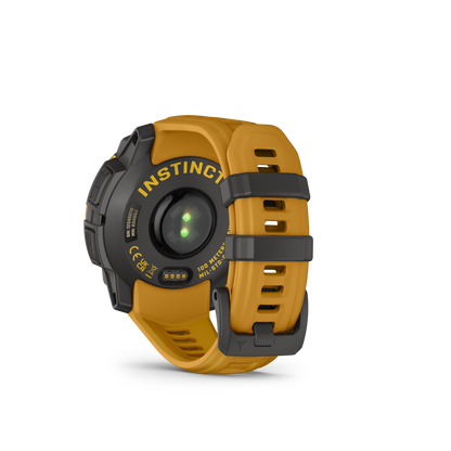 Garmin Instinct 3 – 45 mm, Solar Amarillo ocre con correa en Amarillo ocre/gris