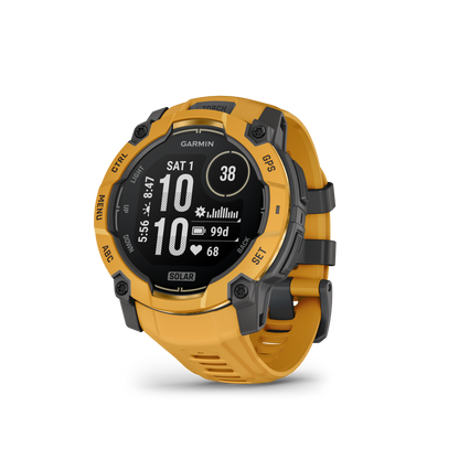Garmin Instinct 3 – 50 mm, Solar Amarillo ocre con correa en Amarillo ocre/gris