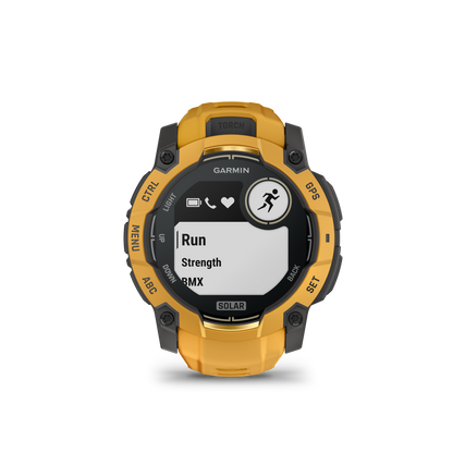 Garmin Instinct 3 – 50 mm, Solar Amarillo ocre con correa en Amarillo ocre/gris