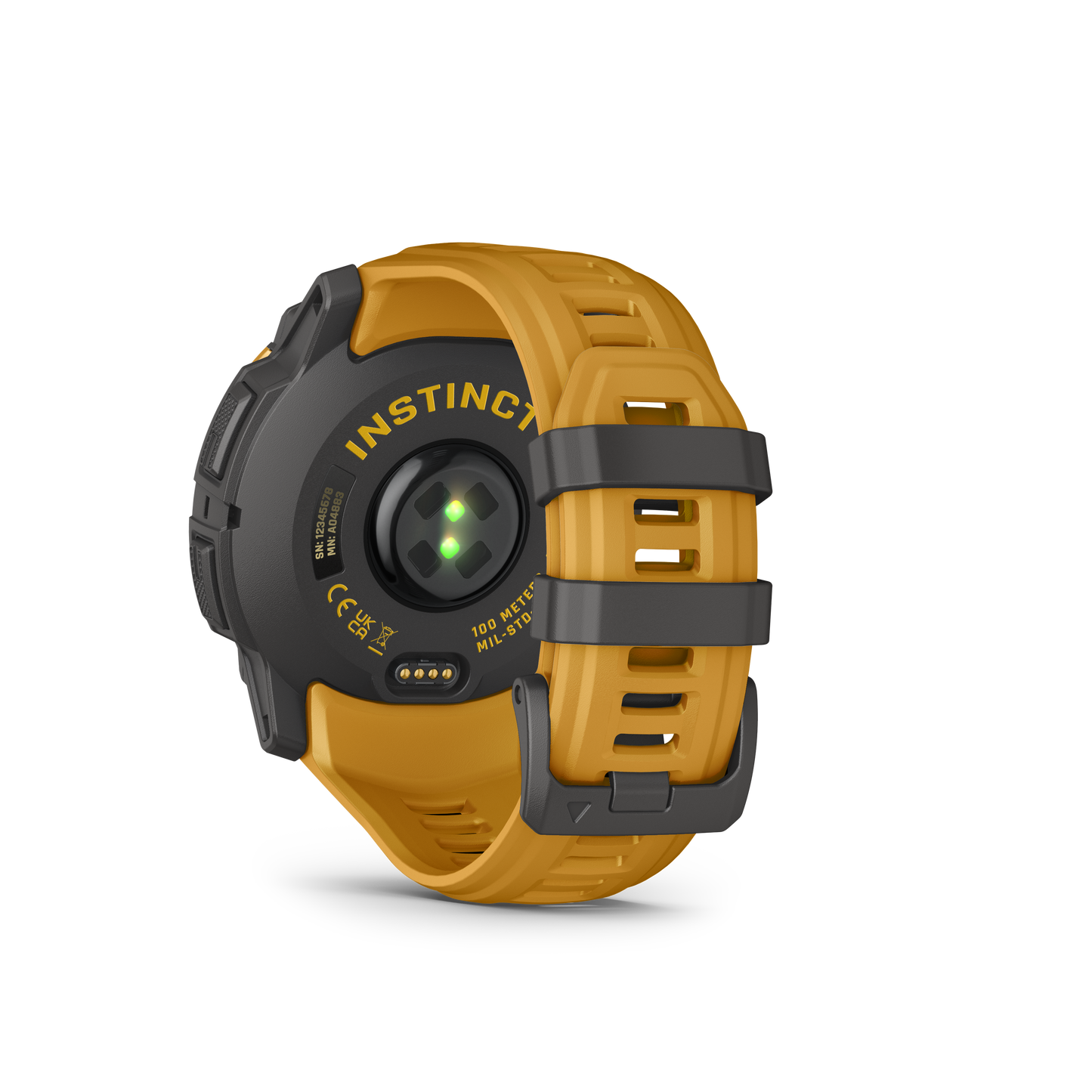Garmin Instinct 3 – 50 mm, Solar Amarillo ocre con correa en Amarillo ocre/gris