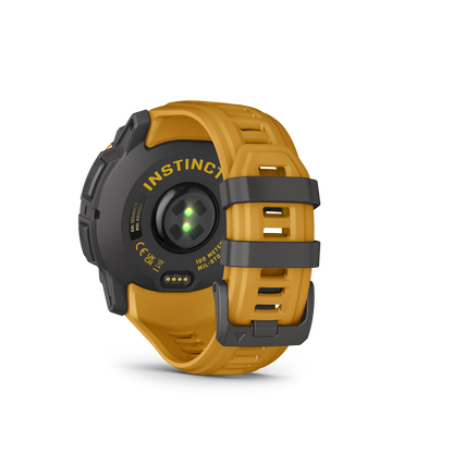 Garmin Instinct 3 – 50 mm, Solar Amarillo ocre con correa en Amarillo ocre/gris
