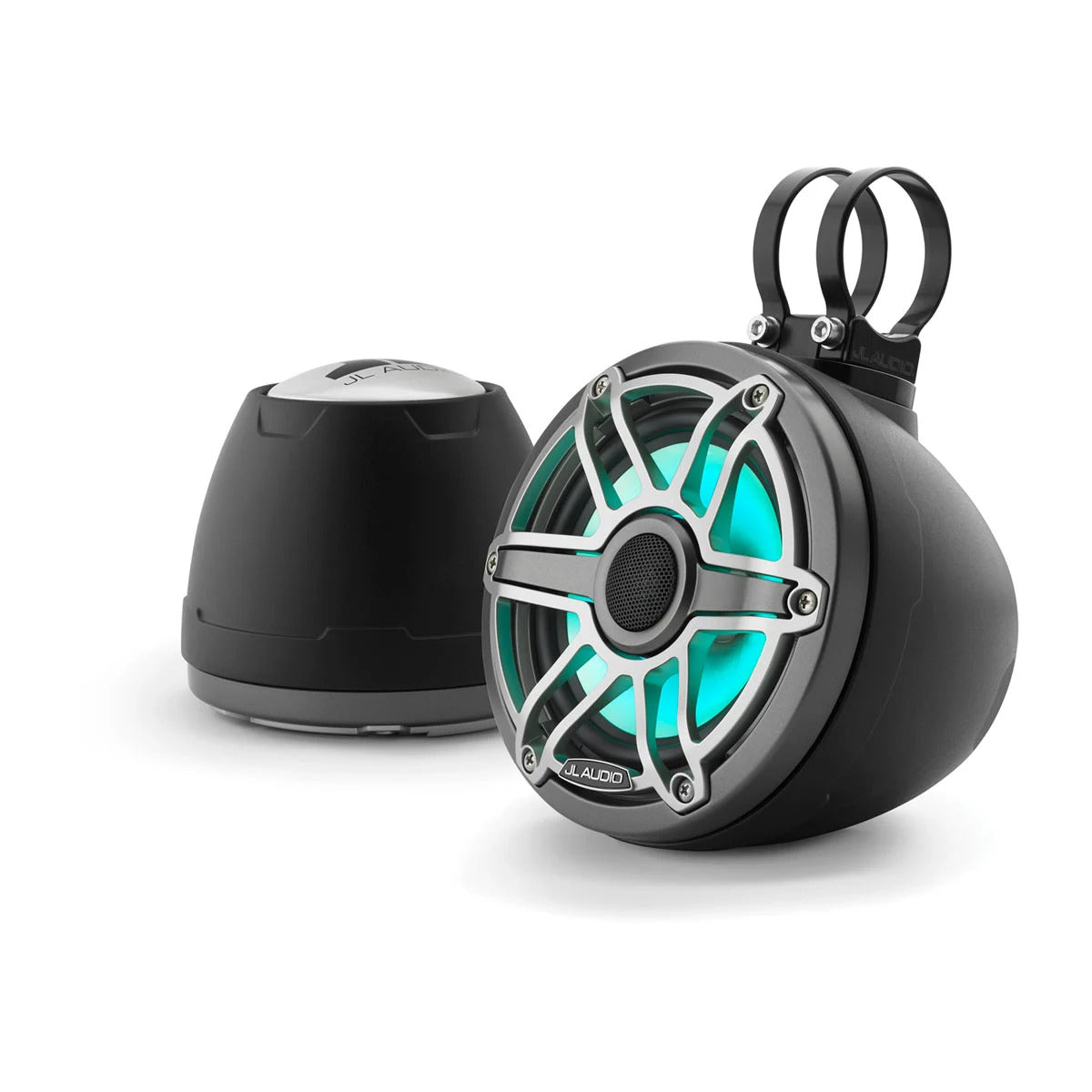 Sistema cerrado JL Audio® VeX™ M6 de 6,5” con LED y rejilla deportiva color titanio (M6-650VEX-Mb-S-GmTi-i)
