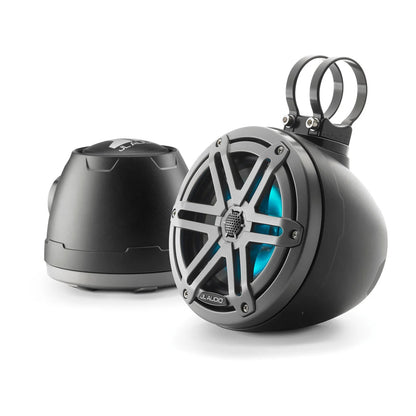 Sistema cerrado JL Audio® VeX™ M3 de 6,5” con LED y rejilla deportiva gris (M3-650VEX-Mb-S-Gm-i)