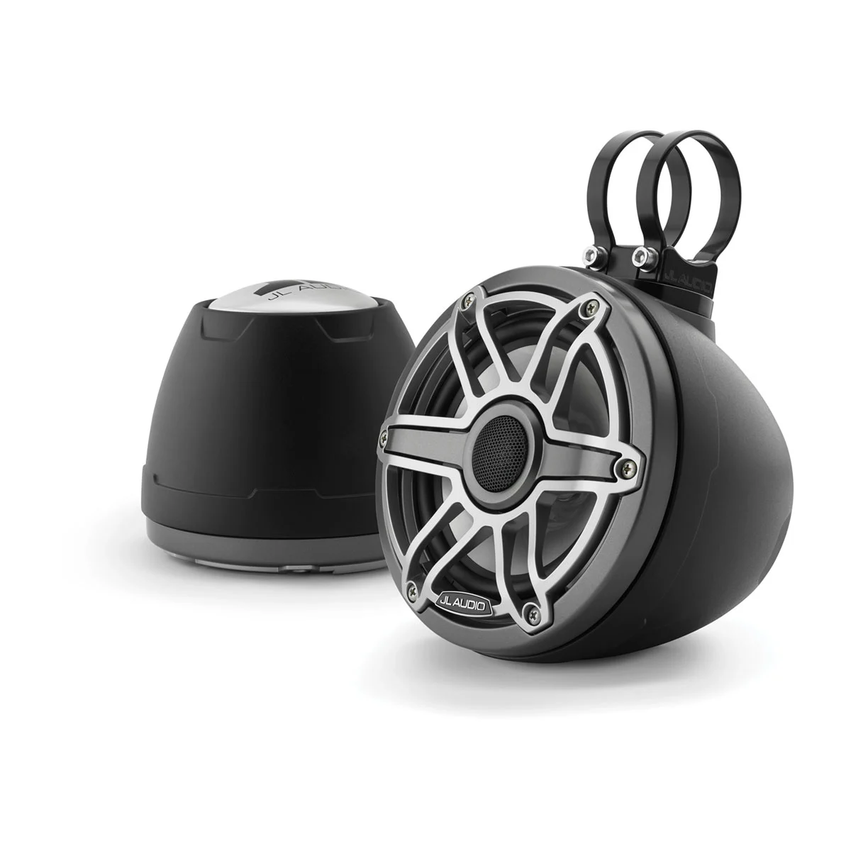 Sistema cerrado JL Audio® VeX™ M6 de 6,5” con rejilla deportiva titanio (M6-650VEX-Mb-S-GmTi)