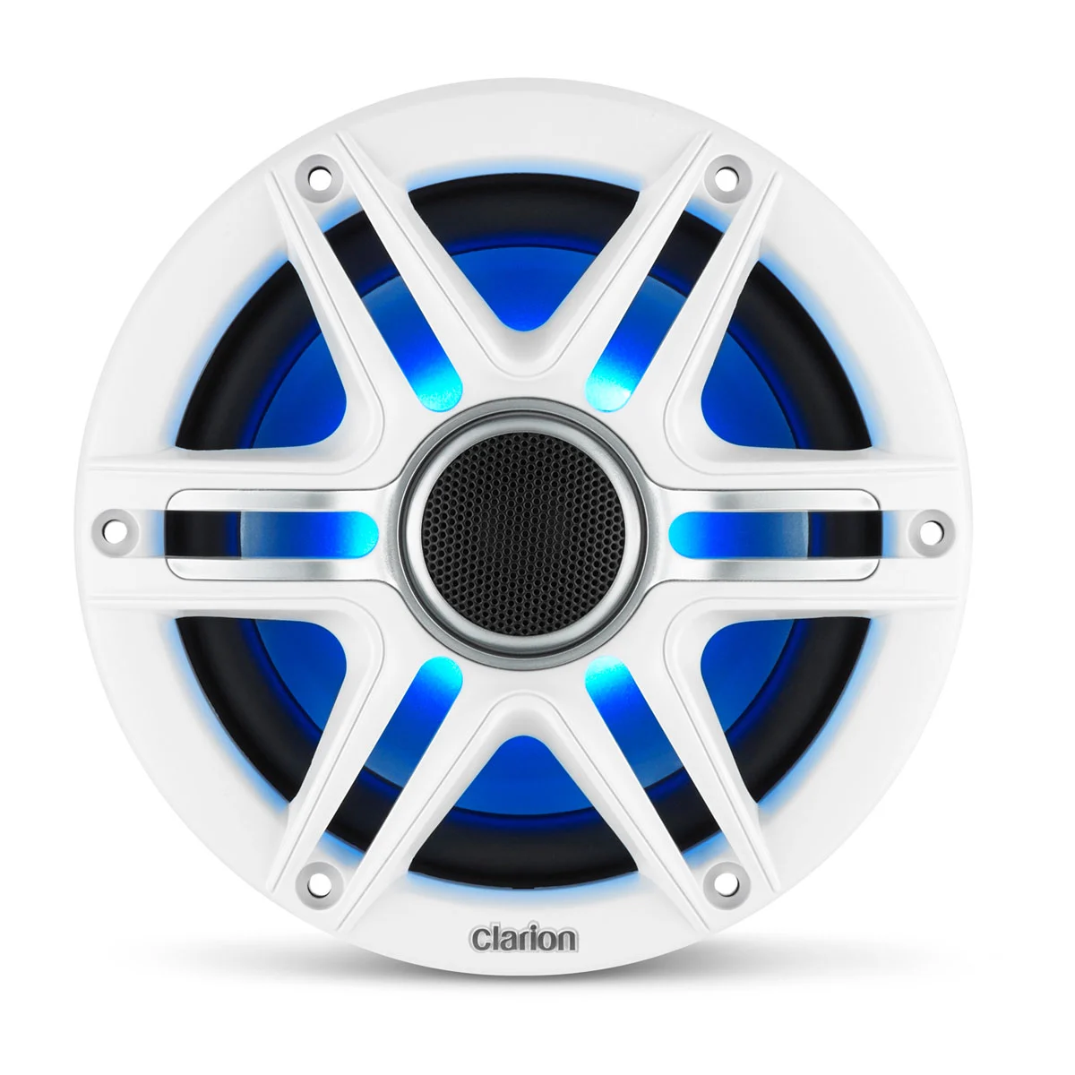 Clarion® Altavoces náuticos CMSP 6.5" con LED y rejilla Sport blanca y gris (CMSP-651RGB-SWG)