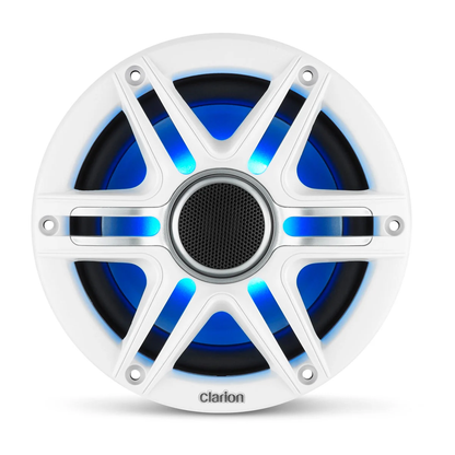 Clarion® Altavoces náuticos CMSP 6.5" con LED y rejilla Sport blanca y gris (CMSP-651RGB-SWG)