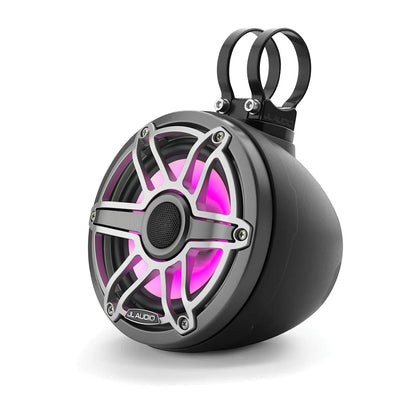 Sistema cerrado JL Audio® VeX™ M6 de 6,5” con LED y rejilla deportiva color titanio (M6-650VEX-Mb-S-GmTi-i)