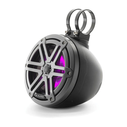 Sistema cerrado JL Audio® VeX™ M3 de 6,5” con LED y rejilla deportiva gris (M3-650VEX-Mb-S-Gm-i)