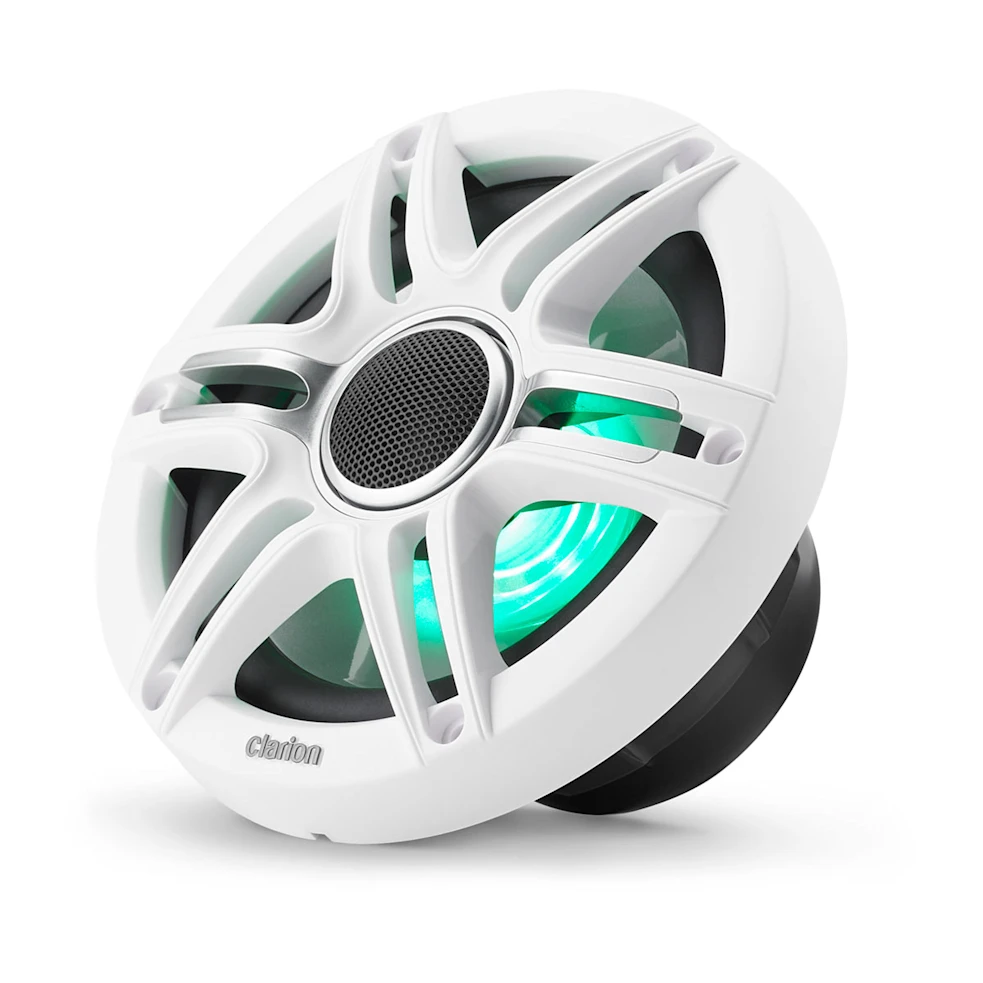 Clarion® Altavoces náuticos CMSP 6.5" con LED y rejilla Sport blanca y gris (CMSP-651RGB-SWG)